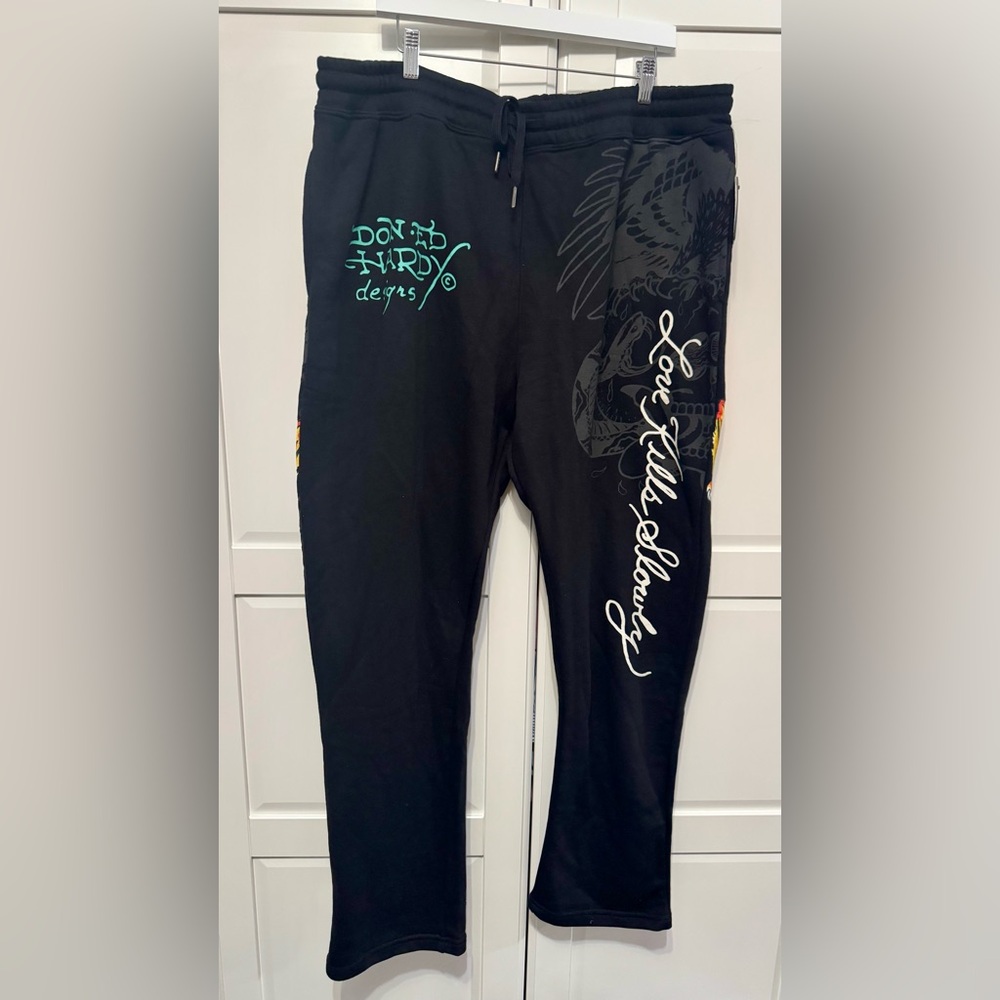 Ed Hardy Crawling Tigers Sweatpants in Black Size: XXL NWT - Picture 9 of 14